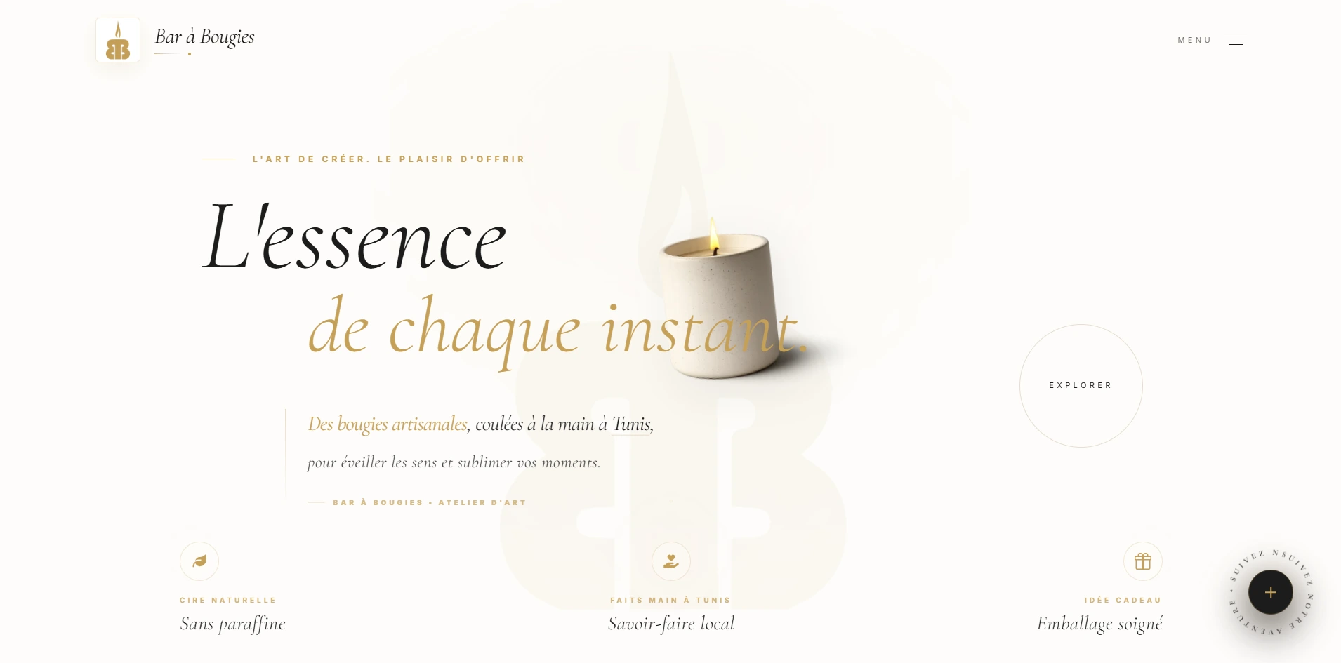 Bar à Bougie - site web premium Mekflow