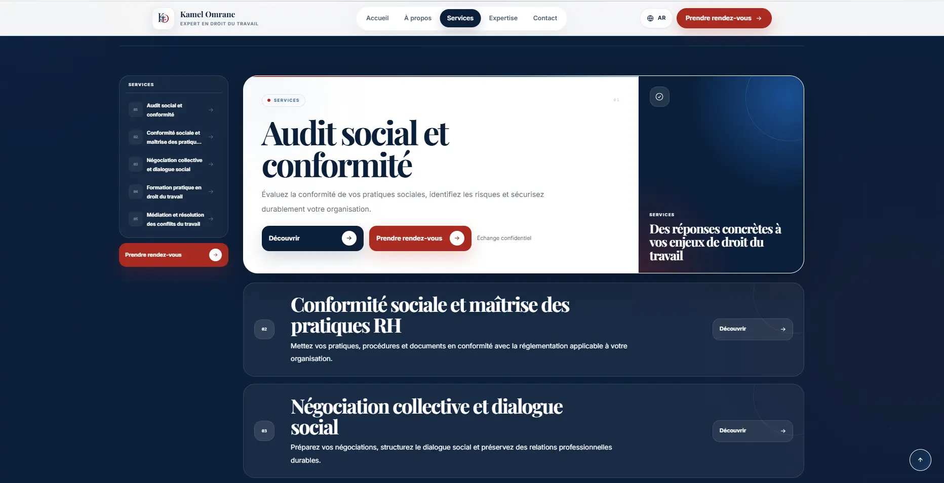 Interface 4 of the Kamel Omrane website